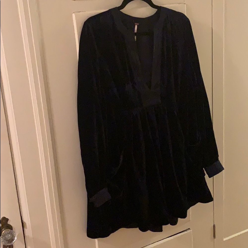 Navy velvet free people tunic